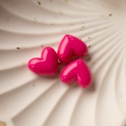 Perla cuore in resina opaca 15,5x18 mm - foro orizzontale - rosa fucsia x1
