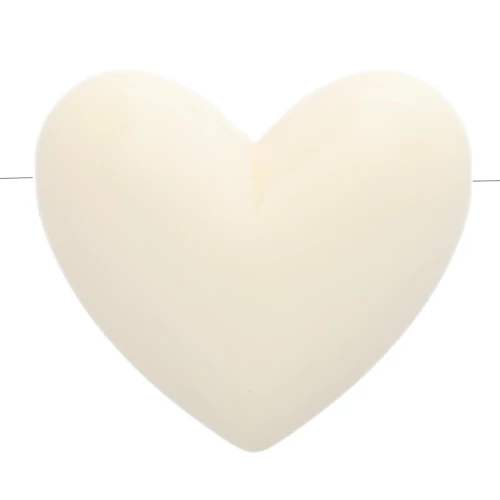 Perla a cuore in resina opaca 15,5x18 mm - foro orizzontale - Ecrù x1