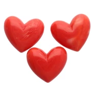 Perla cuore 15,5x18 mm in resina opaca - foro orizzontale - Granatina marmorizzata x1