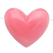 Perla cuore 15,5x18 mm in resina traslucida - foro orizzontale - rosa scuro marmorizzato x1|raw }}