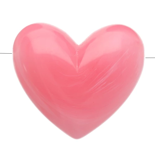 Perla cuore 15,5x18 mm in resina traslucida - foro orizzontale - rosa scuro marmorizzato x1