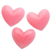 Perla cuore 15,5x18 mm in resina traslucida - foro orizzontale - rosa scuro marmorizzato x1