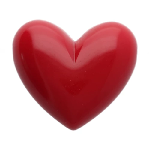 Perla cuore in resina opaca 15,5x18 mm - foro orizzontale - rosso carminio x1