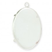 Castone pendente fondo piatto per cabochon 30x22 mm Argento 925
