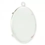 Castone pendente fondo piatto per cabochon 30x22 mm Argento 925