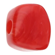 Bianco - Perle cube irrégulier 15x13 mm en résine opaque - Marbré Rouge x1 Perle cube irrégulier 15x13 mm en résine opaque - Marbré Rouge x1