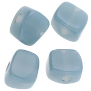 Perla cubica irregolare 15x13 mm in resina trasparente - Blu Celadon x1