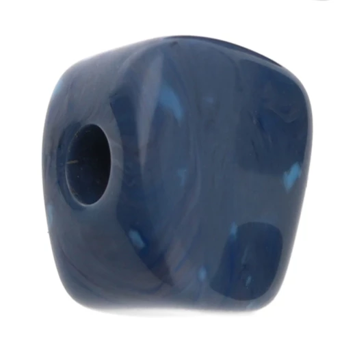 Perla cubica irregolare 15x13 mm in resina opaca - Marbled Blue jean x1