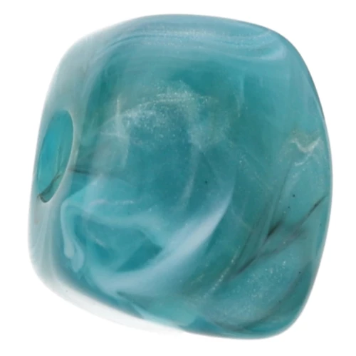 Perla cubica irregolare 15x13 mm in resina opaca - Blue Marble x1