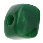 Perla cubica irregolare 15x13 mm in resina opaca - Verde abete marmorizzato x1