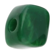 Bianco - Perle cube irrégulier 15x13 mm en résine opaque - Marbré Vert sapin x1 Perle cube irrégulier 15x13 mm en résine opaque - Marbré Vert sapin x1