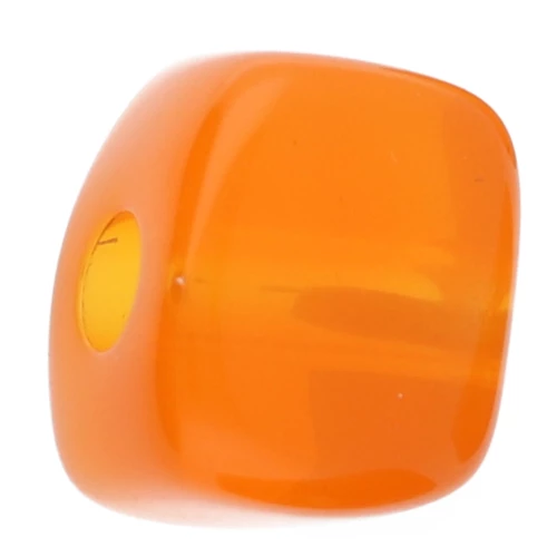 Perla cubica irregolare 15x13 mm in resina trasparente - Arancione x1