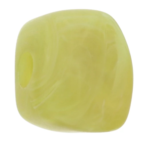 Perla cubica irregolare 15x13 mm in resina opaca - Lime marmorizzato opaco x1