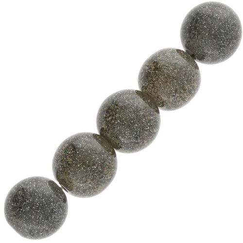 Perle rotonde da 8 mm in resina trasparente - Brillantini neri x10