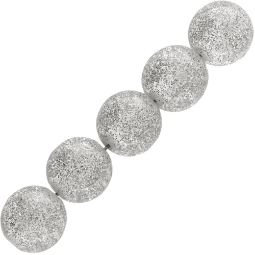 Perle rotonde in resina trasparente da 8 mm - Brillantini argento x10