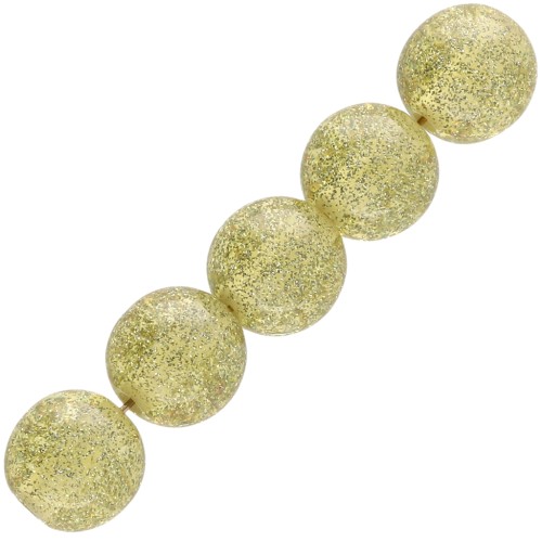 Perle rotonde da 12 mm in resina trasparente - Brillantini champagne x6