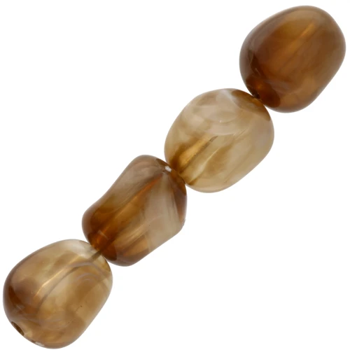 Perle irregolari in acrilico trasparente 12x10 mm - Marrone chiaro marmorizzato x10