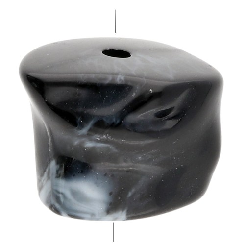Perle acriliche irregolari opache 16x20 mm - Nero marmorizzato x4