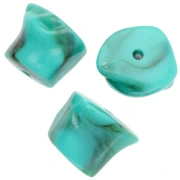 Perle acriliche irregolari opache 16x20 mm - Turchese marmorizzato x4