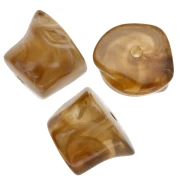 Perle irregolari in acrilico trasparente 16x20 mm - Marrone chiaro marmorizzato x4