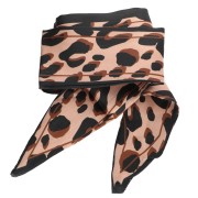 Nastro foulard in finta seta - 50 mm - Leopardo marrone - Nero x85 cm