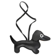 Ciondolo a forma di cane bassotto per borsa - 14x8 cm - PU - Nero x1