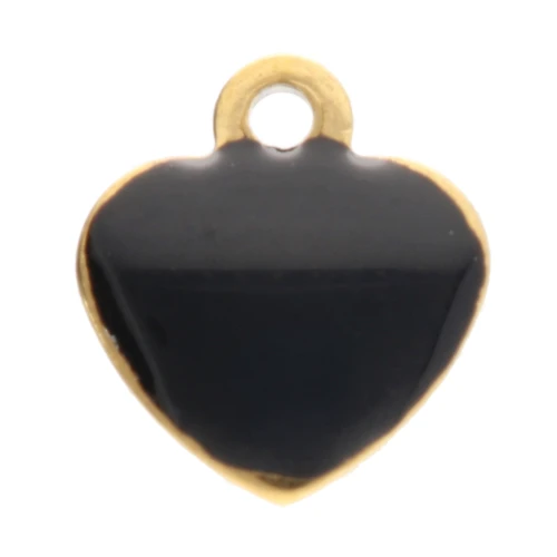 Ciondoli a cuore 5,5x5 mm con resina epossidica - Acciaio inossidabile 304 Dorato - Nero x4