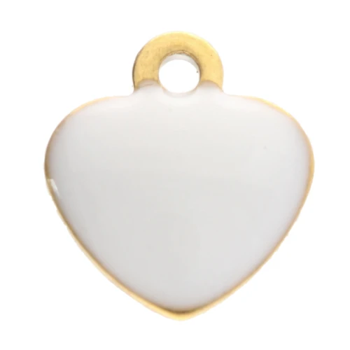 Ciondoli a cuore 5,5x5 mm con resina epossidica - Acciaio inossidabile 304 Dorato - Bianco x4