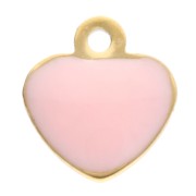 Ciondoli a cuore 5,5x5 mm con resina epossidica - Acciaio inossidabile 304 Dorato - Rosa chiaro x4