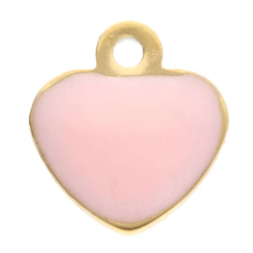 Ciondoli a cuore 5,5x5 mm con resina epossidica - Acciaio inossidabile 304 Dorato - Rosa chiaro x4