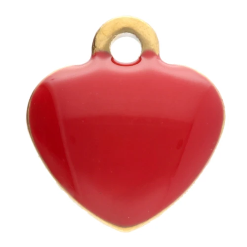 Ciondoli a cuore 5,5x5 mm con resina epossidica - Acciaio inox 304 Dorato - Rosso x4
