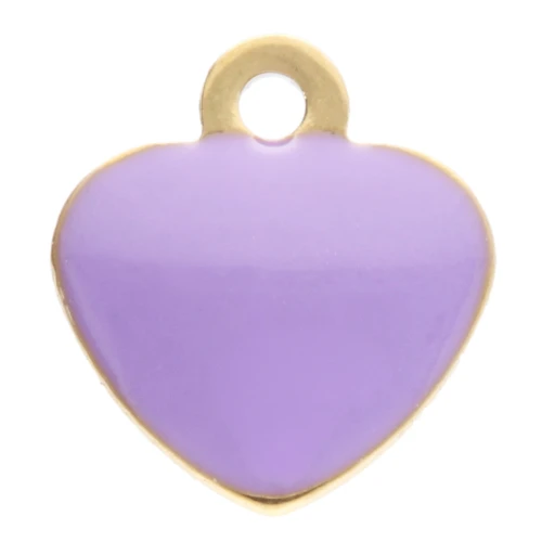 Ciondoli a cuore 5,5x5 mm con resina epossidica - Acciaio inossidabile 304 Dorato - Porpora x4