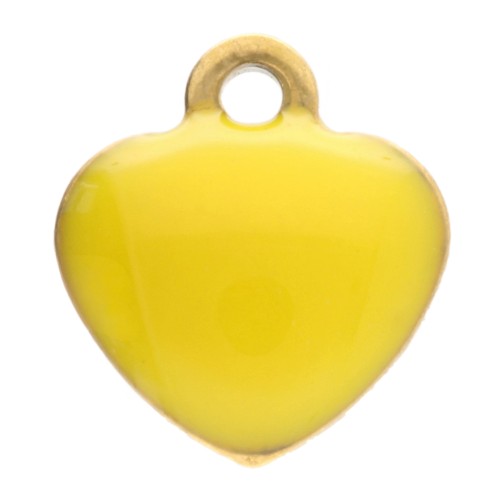 Ciondoli a cuore 5,5x5 mm con resina epossidica - Acciaio inox 304 Dorato - Giallo x4