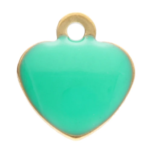 Ciondoli a cuore 5,5x5 mm con resina epossidica - Acciaio inossidabile 304 Dorato verde turchese x4