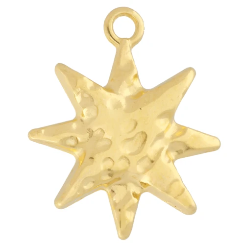 Ciondolo Stella Polare martellata 16 mm - Dorato con oro fino x1