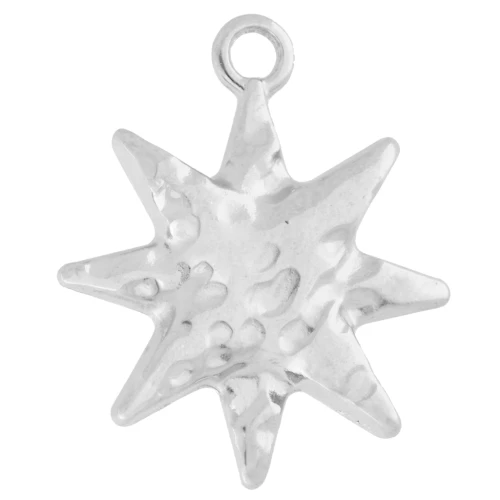 Ciondolo Stella Polare martellata 16 mm - Placcatura in argento fino antico x1
