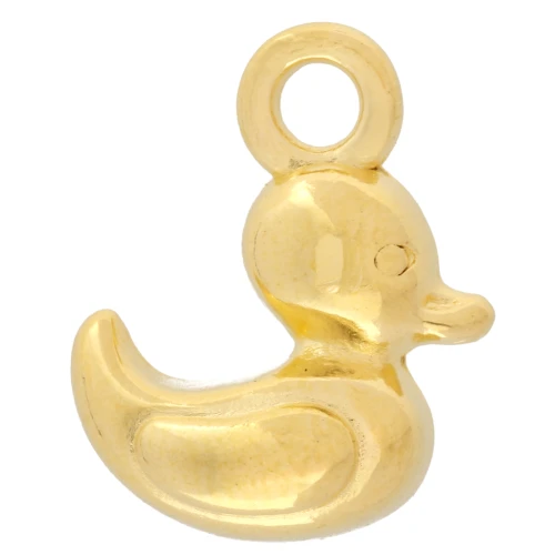 Ciondolo a forma di anatra 15x12 mm - Dorato con oro fino x1