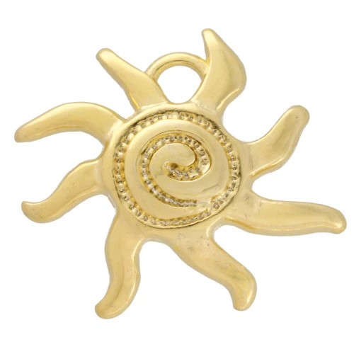 Ciondolo Sole 16x18 mm - Dorato con oro fino x1