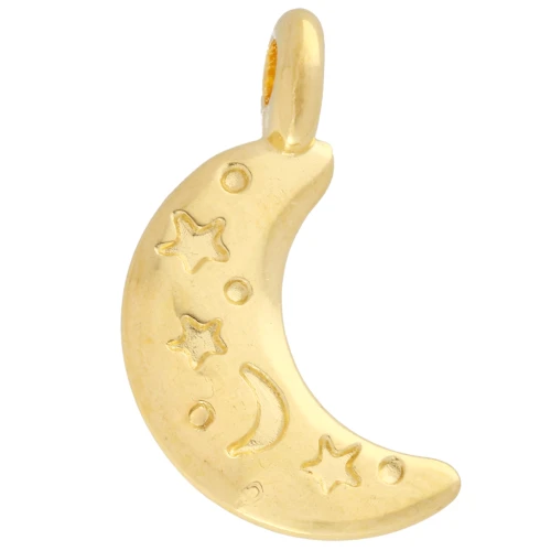 Ciondolo stella e luna 19x10 mm - Dorato con oro fino x1
