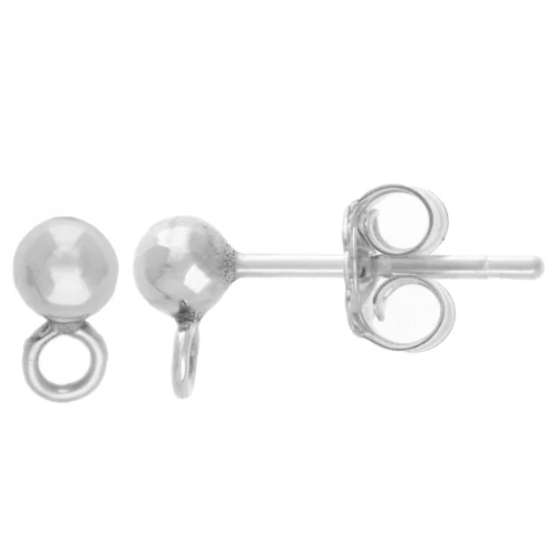 Orecchini a sfera 3 mm con anello chiuso perpendicolare - Argento 925 x20