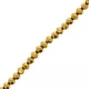 Perline sfaccettate rotonde - tonde appiattite 4x3,5 mm - Oro x39cm