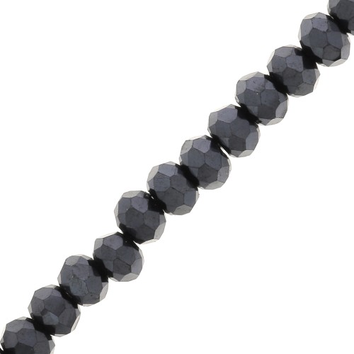 Tonde schiacciate sfaccettate mm. 3.5x2.7 Jet Hematite x40cm