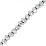 Perline sfaccettate rotonde - rotonde appiattite -3,5x3 mm Argento x35cm