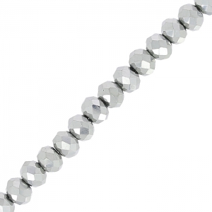 Perline sfaccettate rotonde - rotonde appiattite - 4,5x3,5 mm Argento x38cm