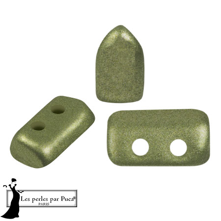 Perle di vetro Piros® by Puca® 2x5 mm - Metal Shine Olivine x10g