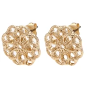 Orecchini a rosetta testurizzati 15 mm effetto filigrana - Dorato x2