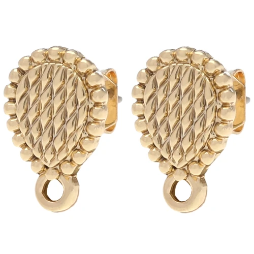 Orecchini a goccia testurizzati 14x9 mm - Dorato x2