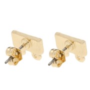 Orecchini perno rettangolari 7,5x11 mm 2 cerchi - Dorato x2
