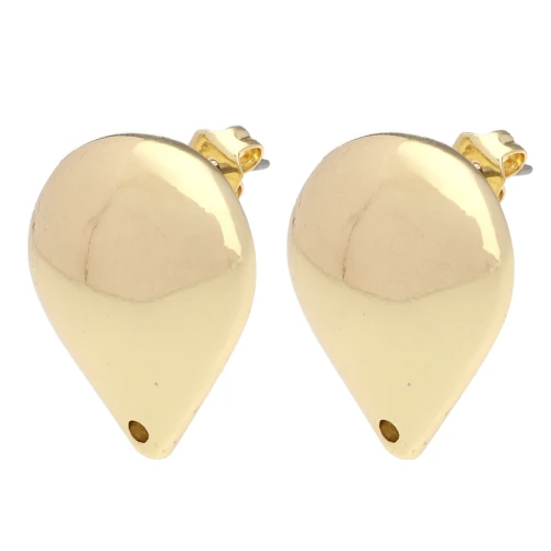 Orecchini curvi a goccia 20,5x19 mm - Dorato x2