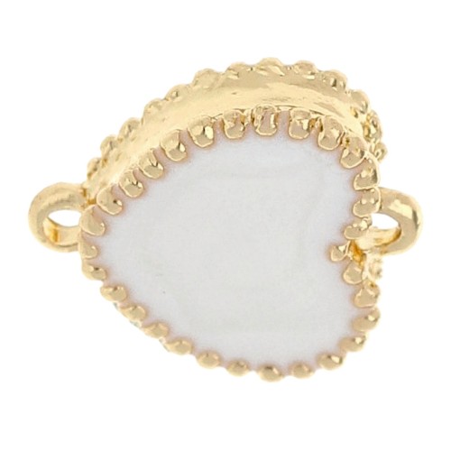 Distanziatore con anima testurizzata 14x12 mm con resina epossidica - Dorato - Bianco perlato x1